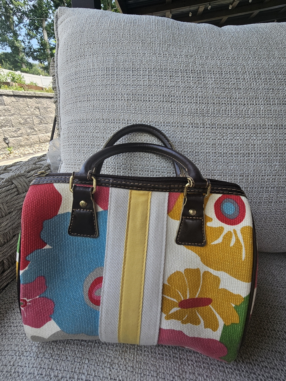 Victoria's Secret Canvas Floral Tote in Blue, Yellow, Pink, Brown